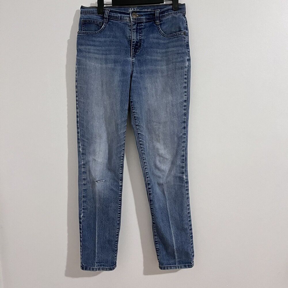 Style & Co Blue Slim Leg Jeans Size 6 Casual Essential Denim Medium Wash Mid